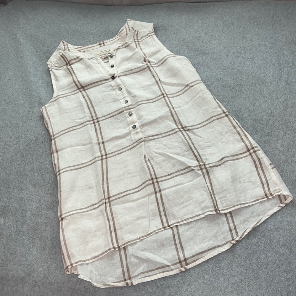 Christian Siriano Beige Plaid Tunic Top